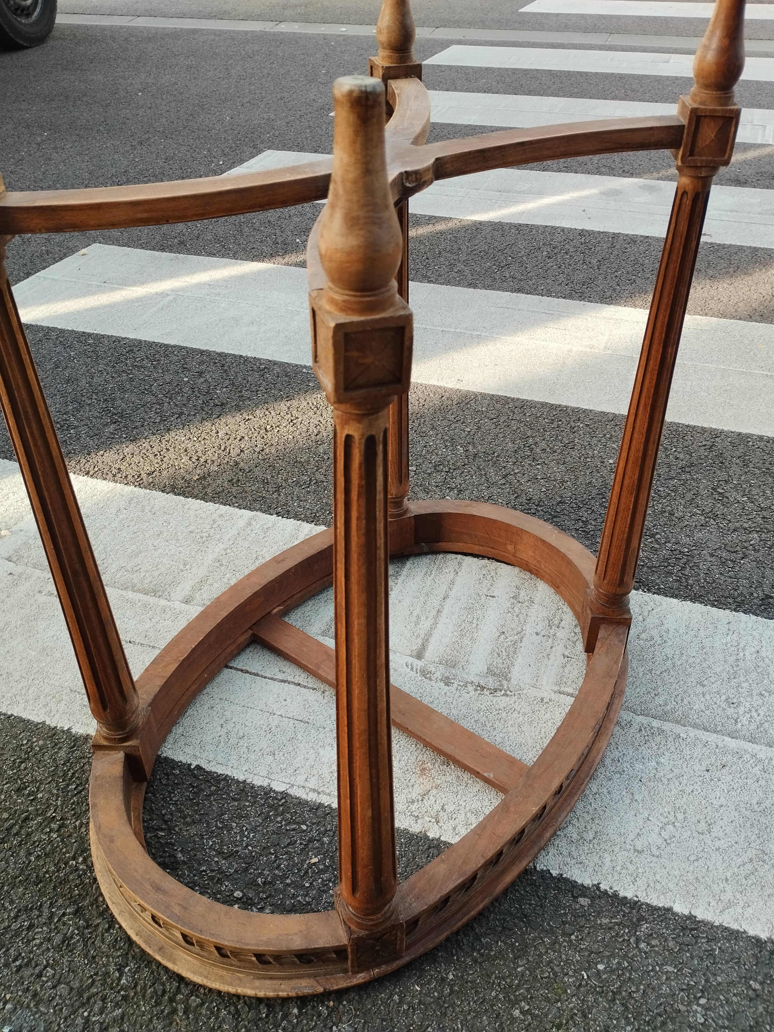 Old Louis XVI style pedestal table with marble top