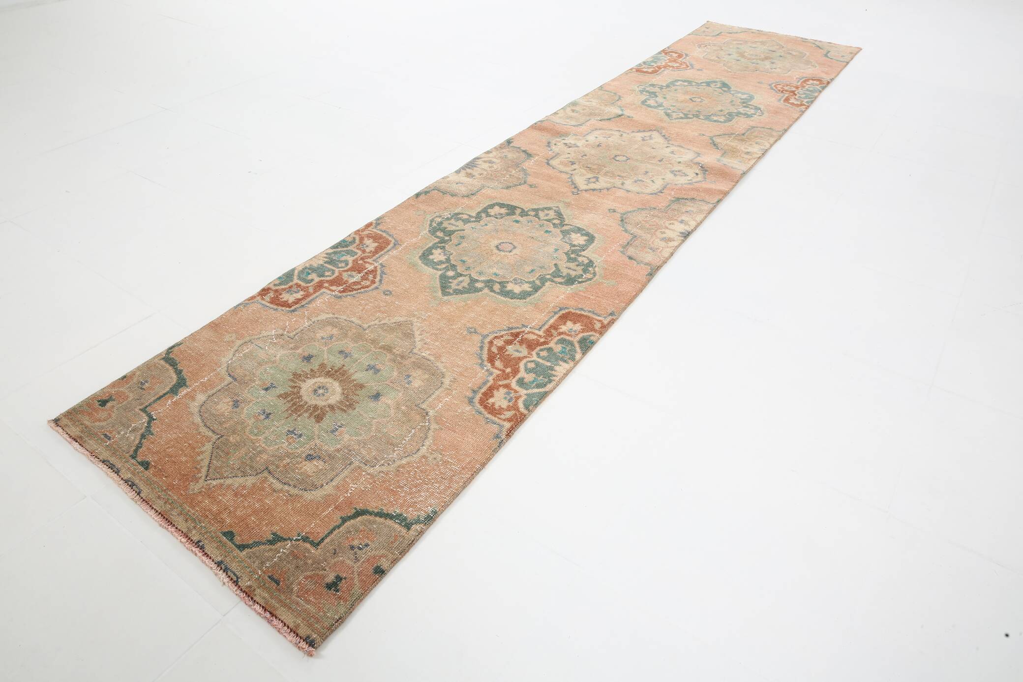 3x12 Soft Wool Pale Red Turkish Vintage Runner Rug
