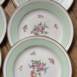 6 Amandinoise half-porcelain flat plates with mint flowers