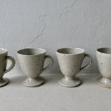 Set of 4 cups, 1 mazagran, 1 milk pot and 1 sugar bowl in pyrity sandstone, signed