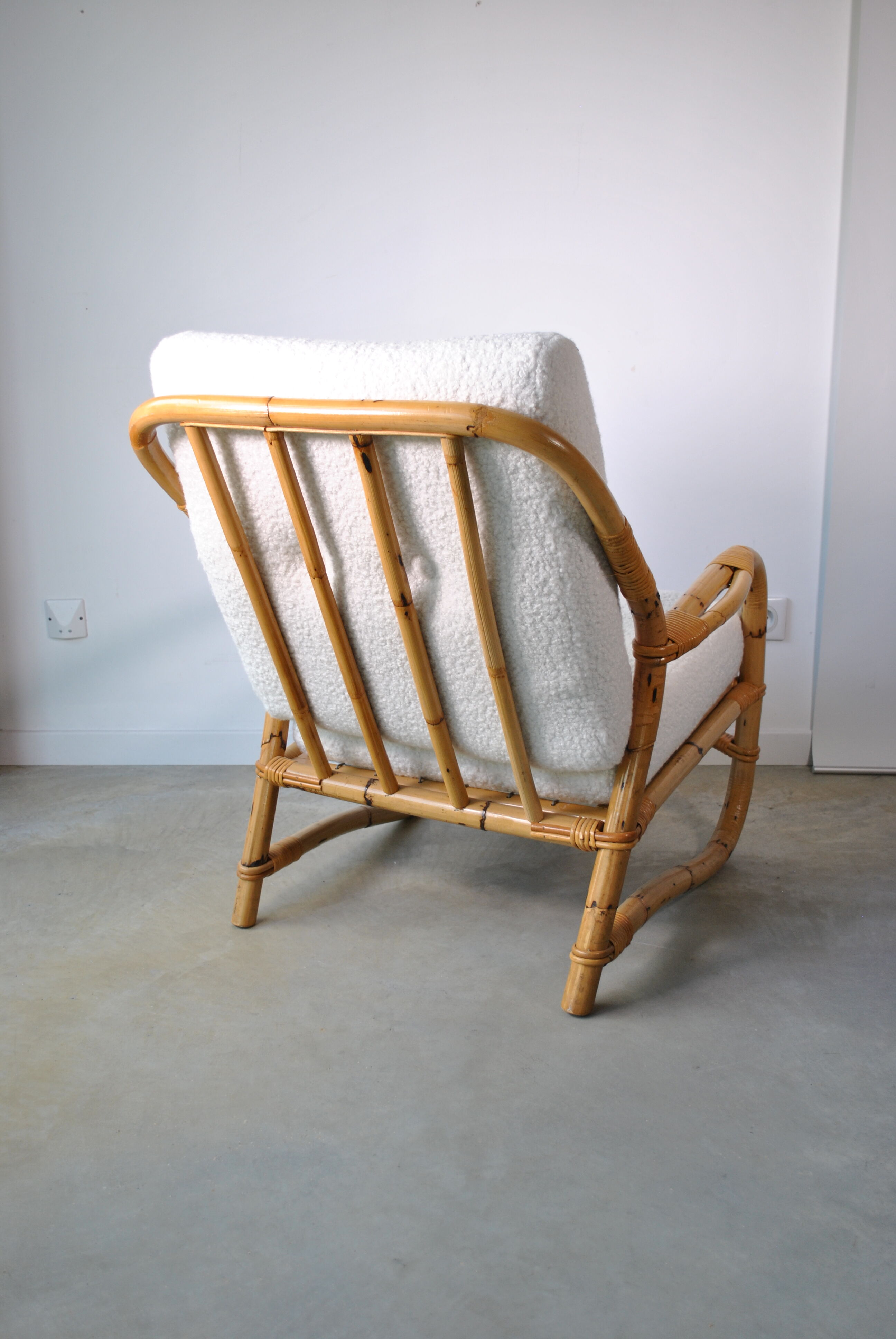 Bamboo armchair rattan buckle 1970