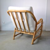Bamboo armchair rattan buckle 1970