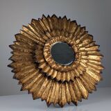 Double-Layered Sunburst Mirror in Wood and Gold Leaf