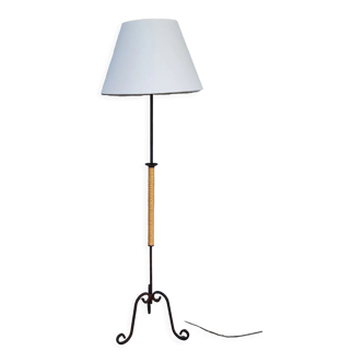 Wrought iron floor lamp and rope