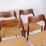 Set Of 4 Dining Chairs Model 71 Made In Teak By Niels O. Møller From 1960s