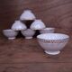 Antique white ribbed porcelain bowl with gold frieze