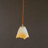 Old french ceiling light in opalescent and orange glass, french pendant light - circa 1960