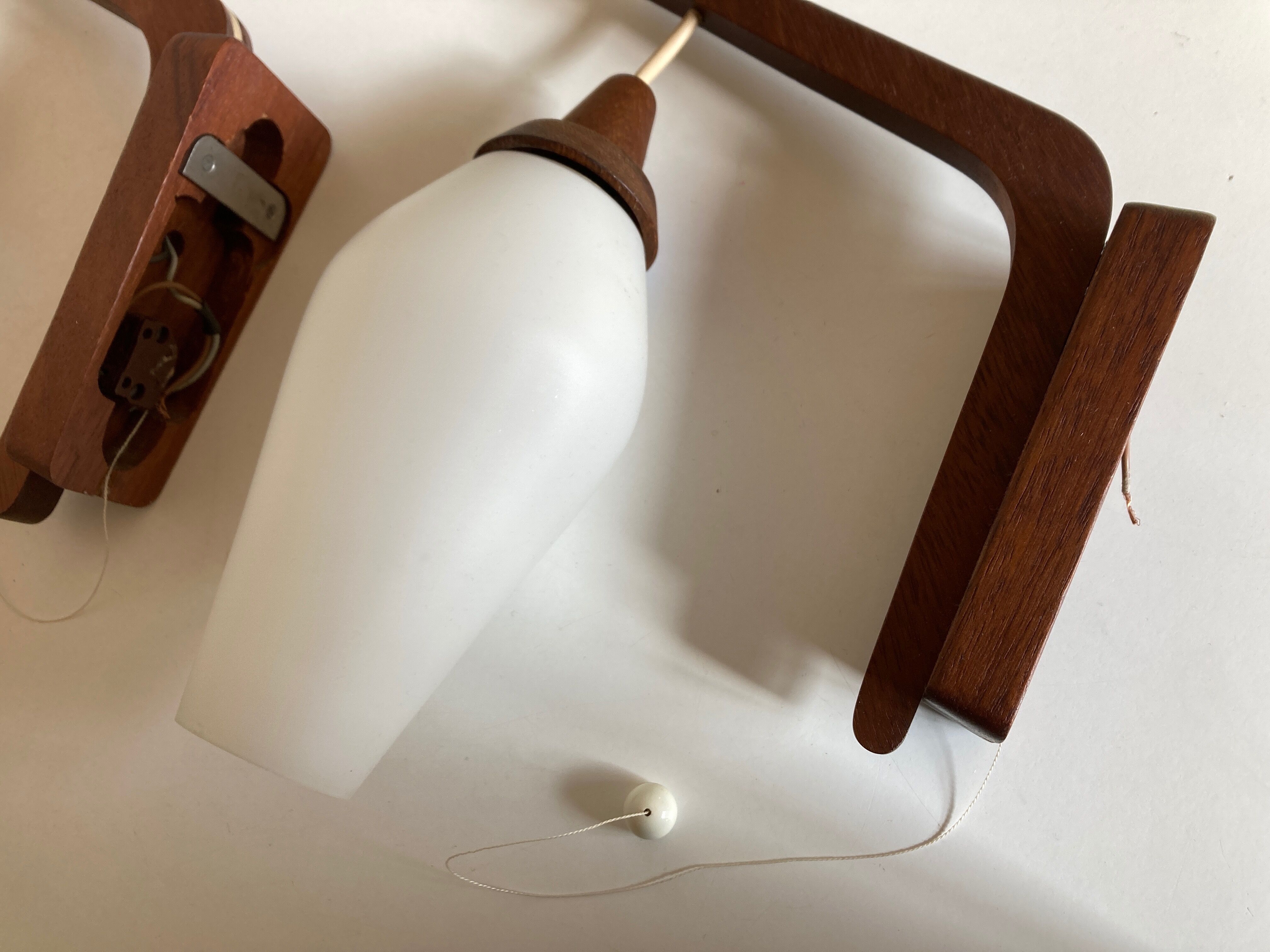 Pair of Scandinavian boomerang pendant lamps 1960
