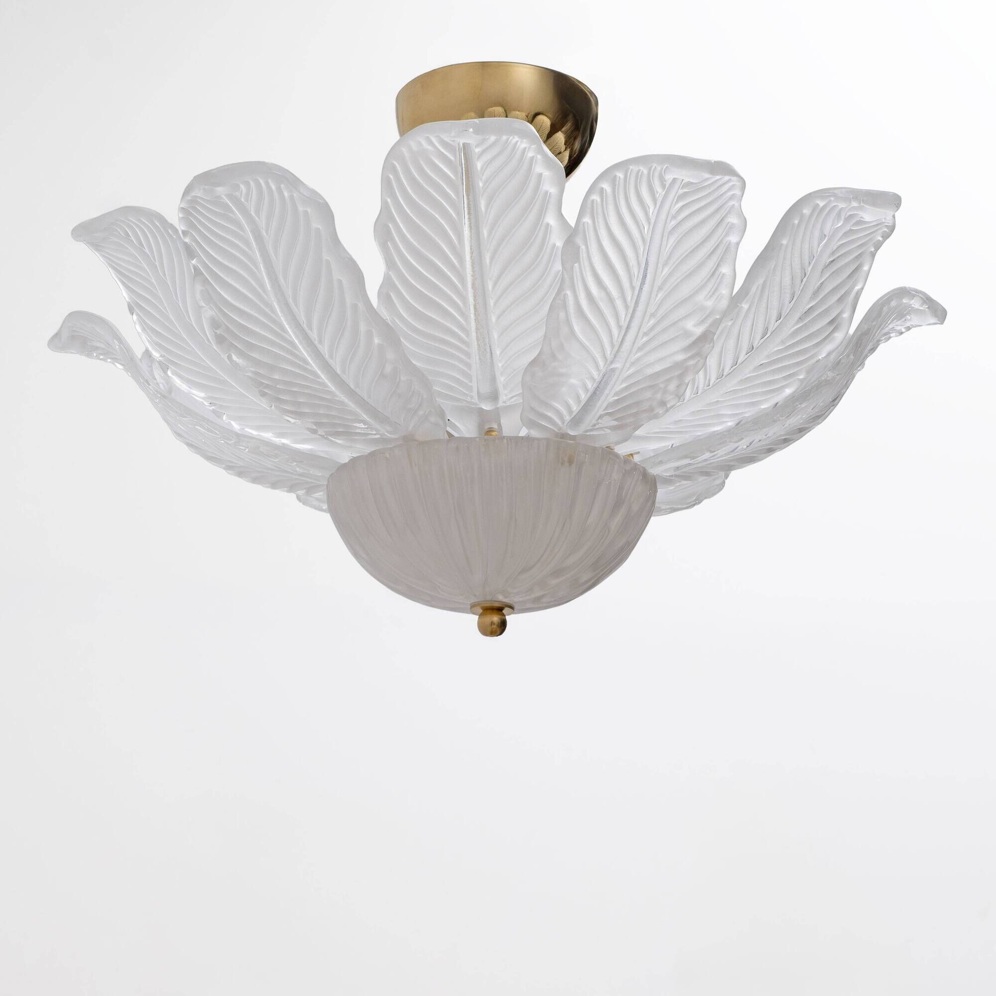 Murano Glass Ceiling Light with White Glass Flower-shaped Petals