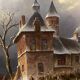 Huge oil painting on canvas Dutch school winter landscape 164x132