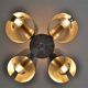 Hanging lamp 4 brushed metal lights space age 70s