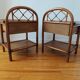 Pair of vintage rattan and cane bedside tables, 1970s