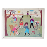 Ancienne affiche cartonnée les enfants au jardin