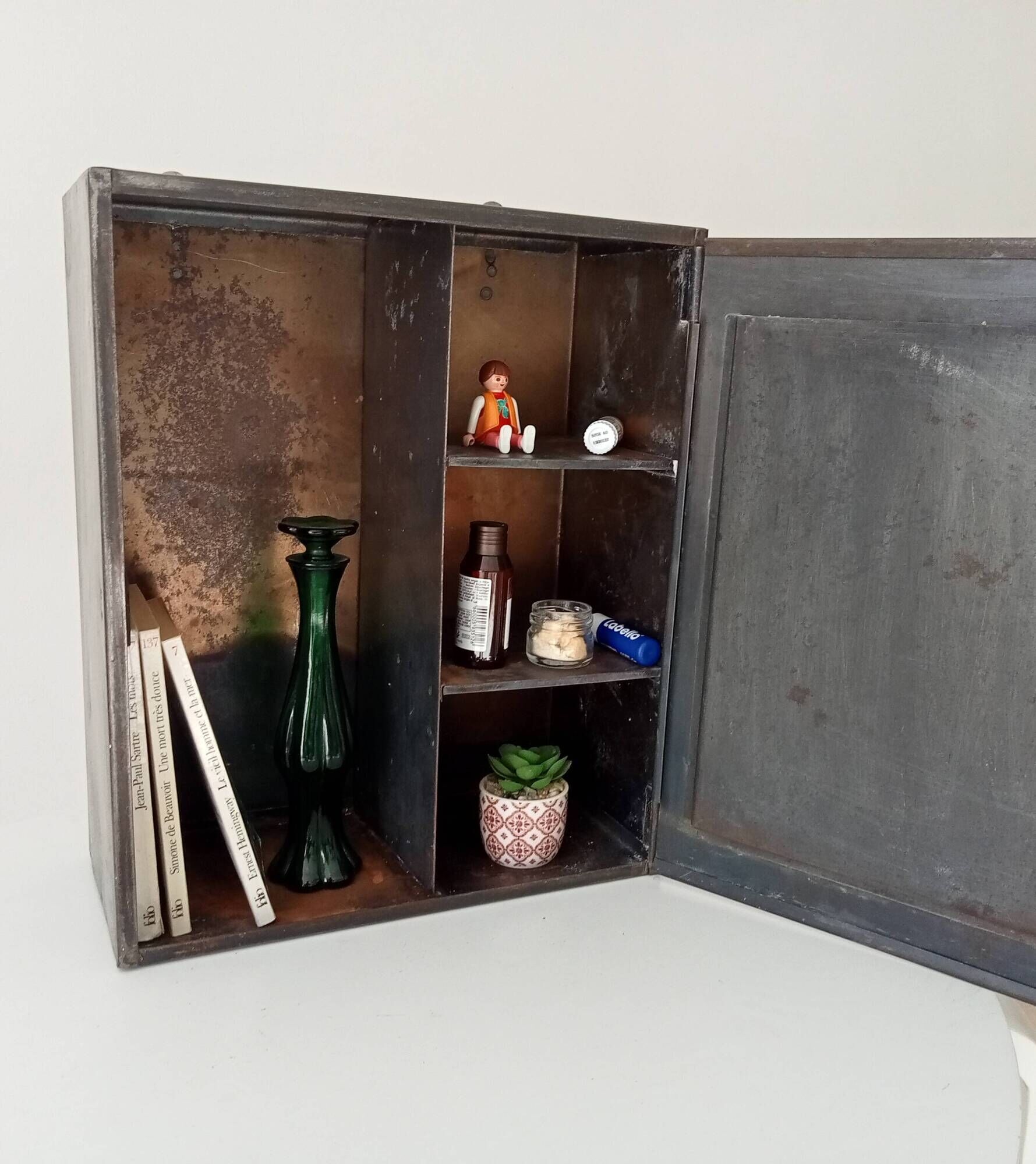 Vintage metal medicine cabinet from the 1950s