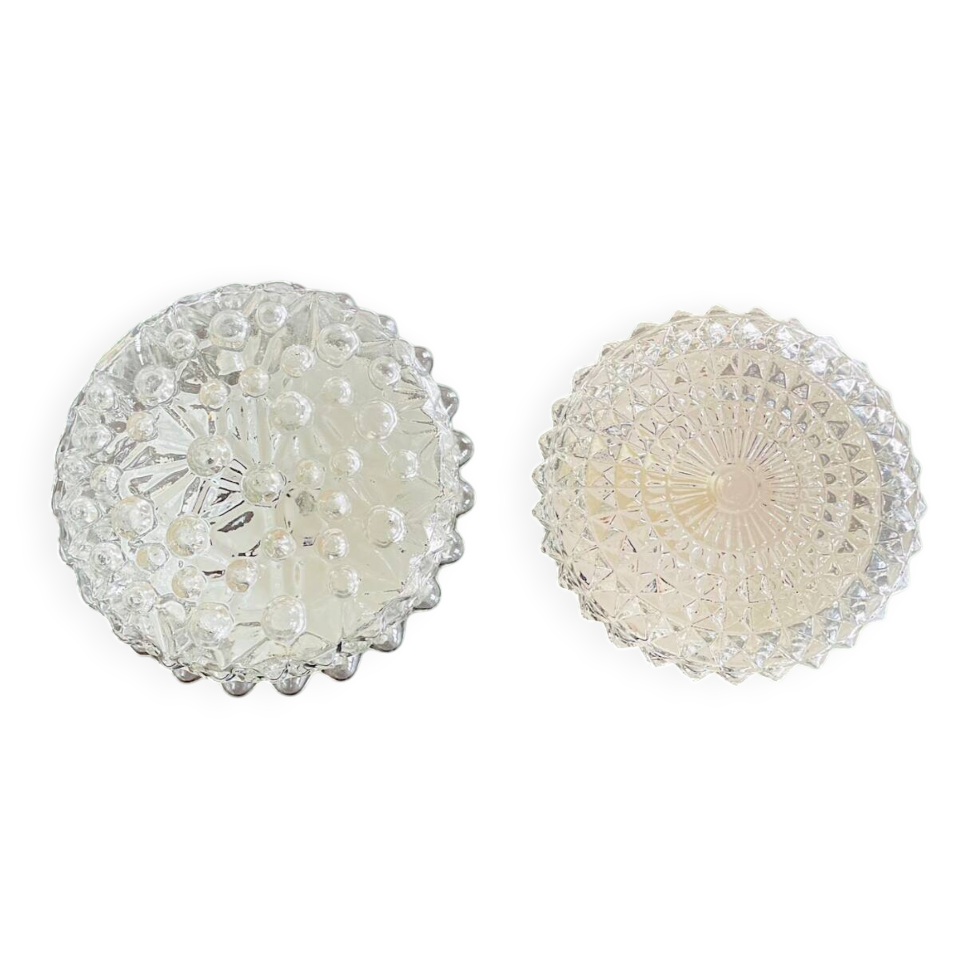 Pair glass flush mounted lamps