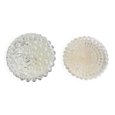 Pair glass flush mounted lamps