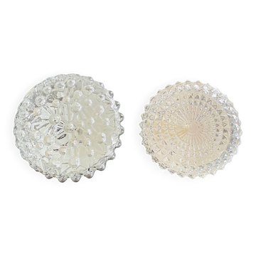 Pair glass flush mounted lamps