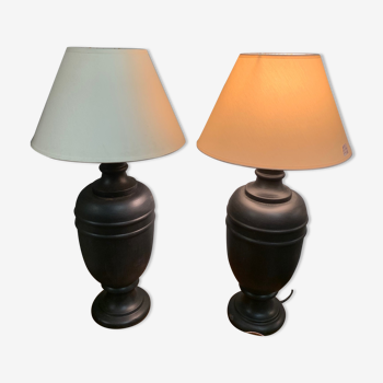 Pair of black table lamps