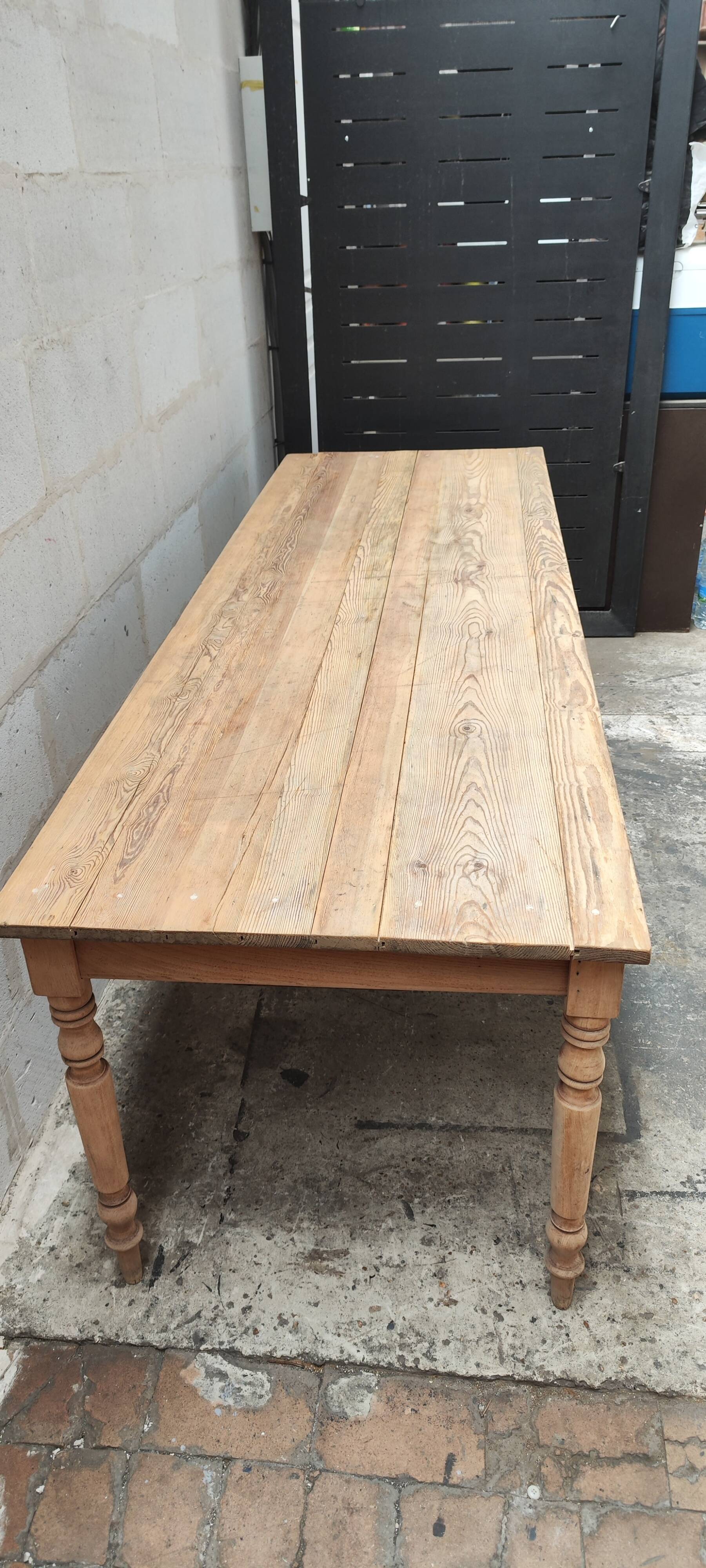 Old large raw wood farm table