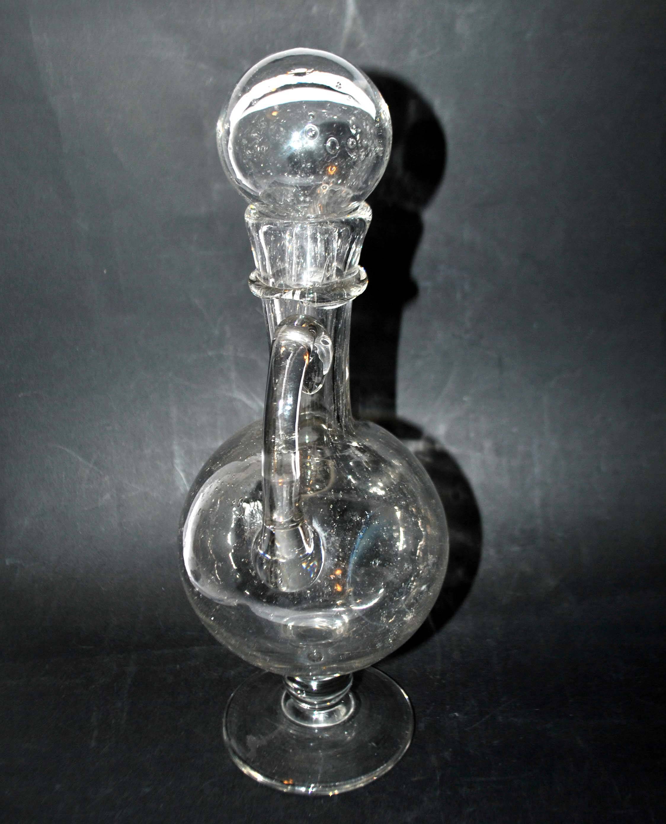 Vintage pitcher carafe in bubble-blown glass from Biot glassworks? H. 34cm