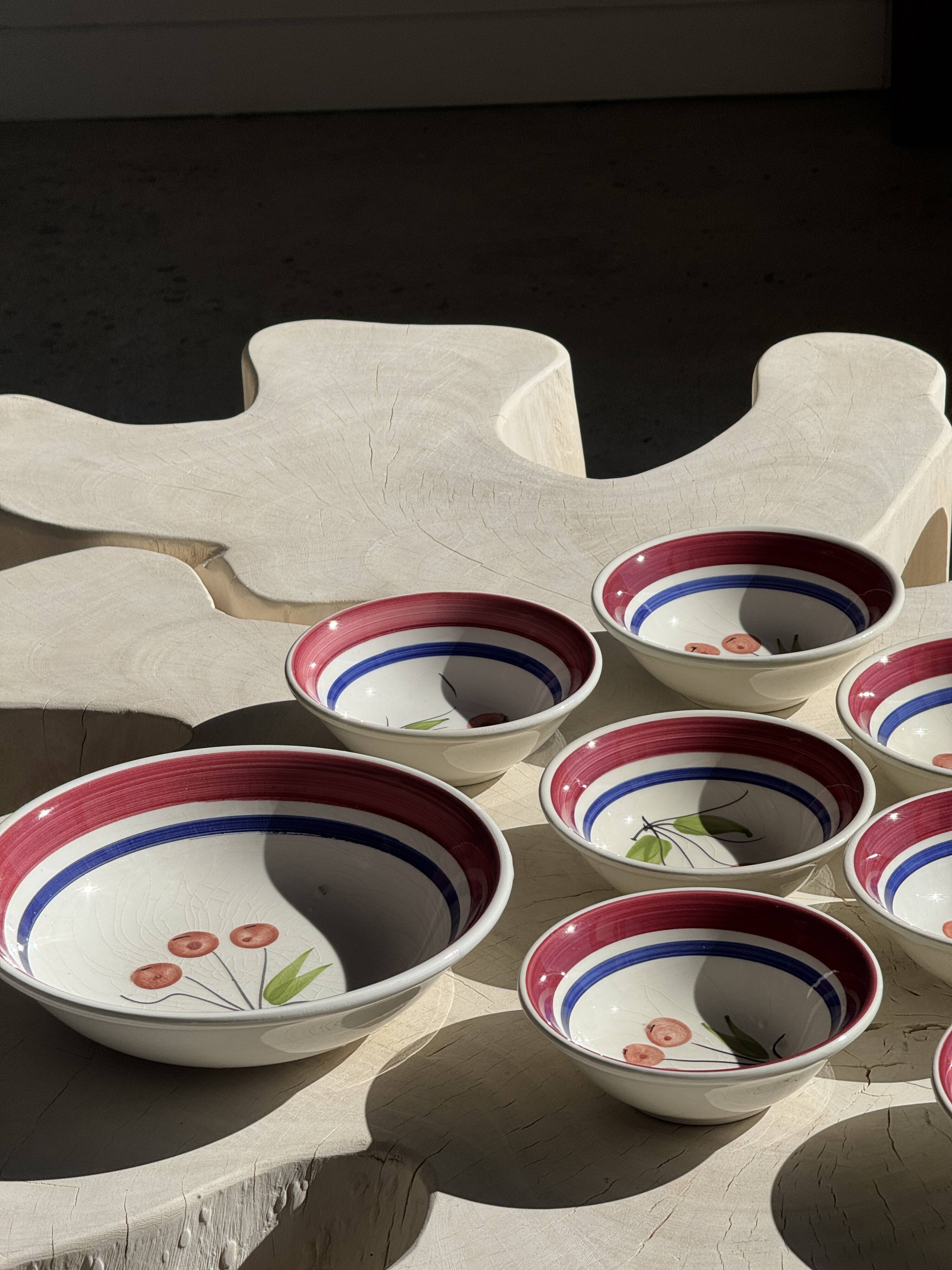 Vintage Italian Fruit Salad Set: Salad Bowl and 8 Bowls