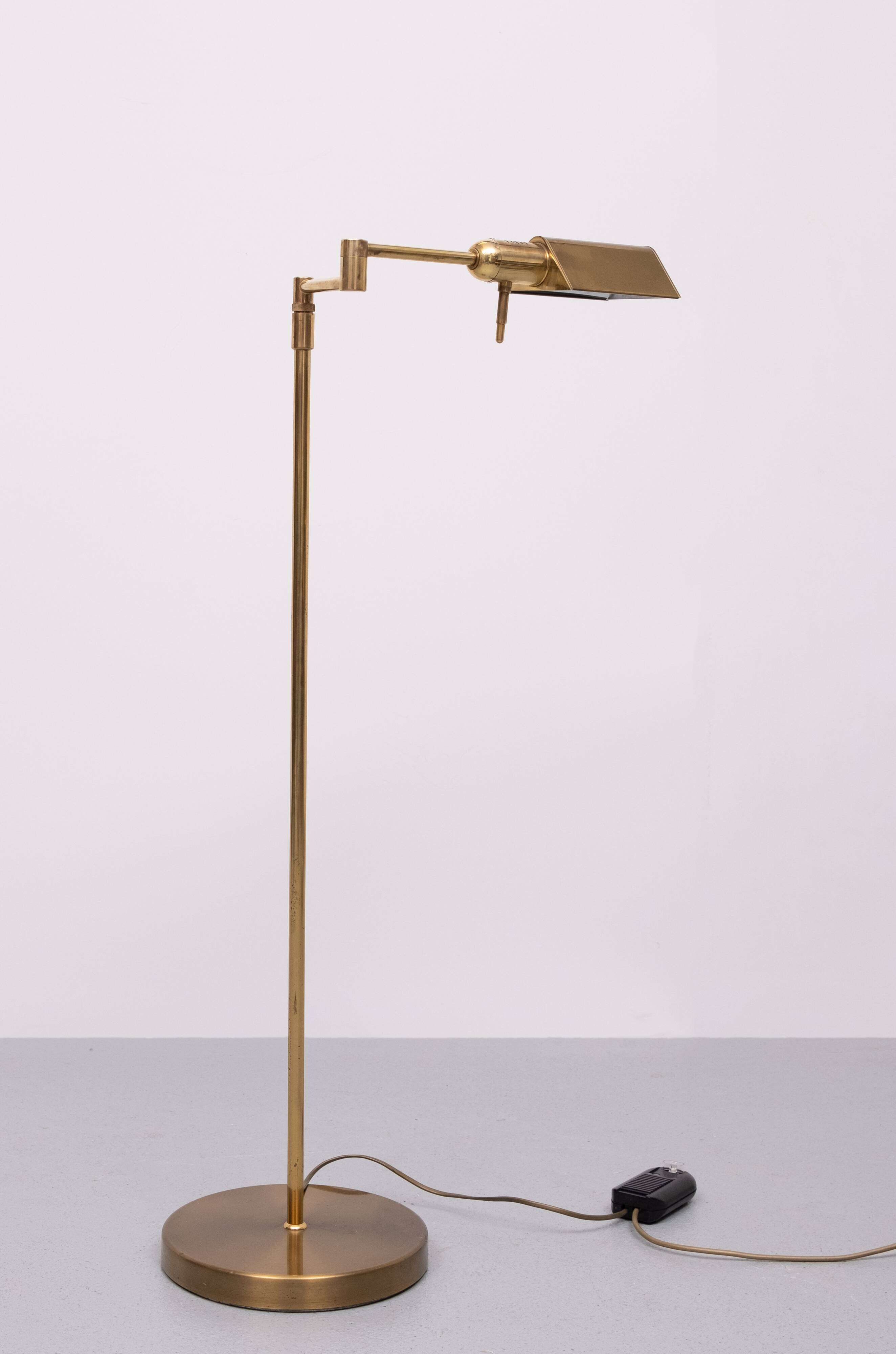 Herda Brass halogen swing arm Floor lamp 1980s