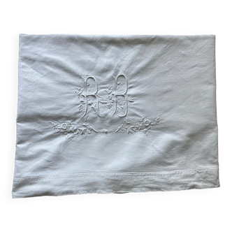 Linge ancien, drap monogramme RB