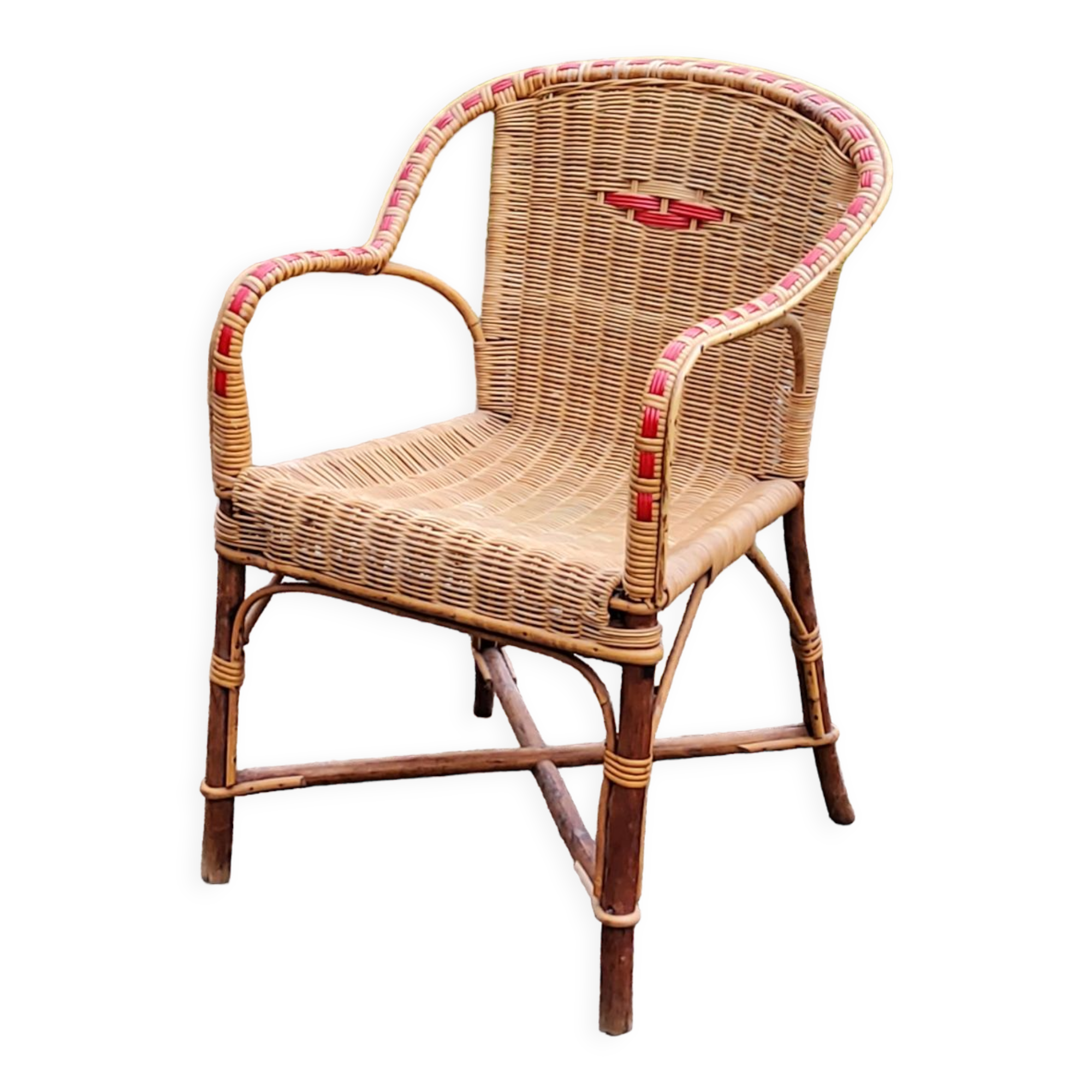 Rattan and wicker armchair from the 50s