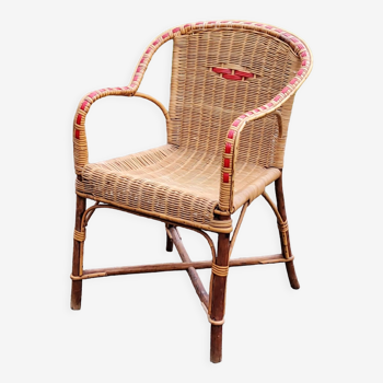 Rattan and wicker armchair from the 50s