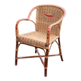 Rattan and wicker armchair from the 50s