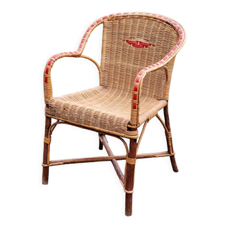 Rattan and wicker armchair from the 50s