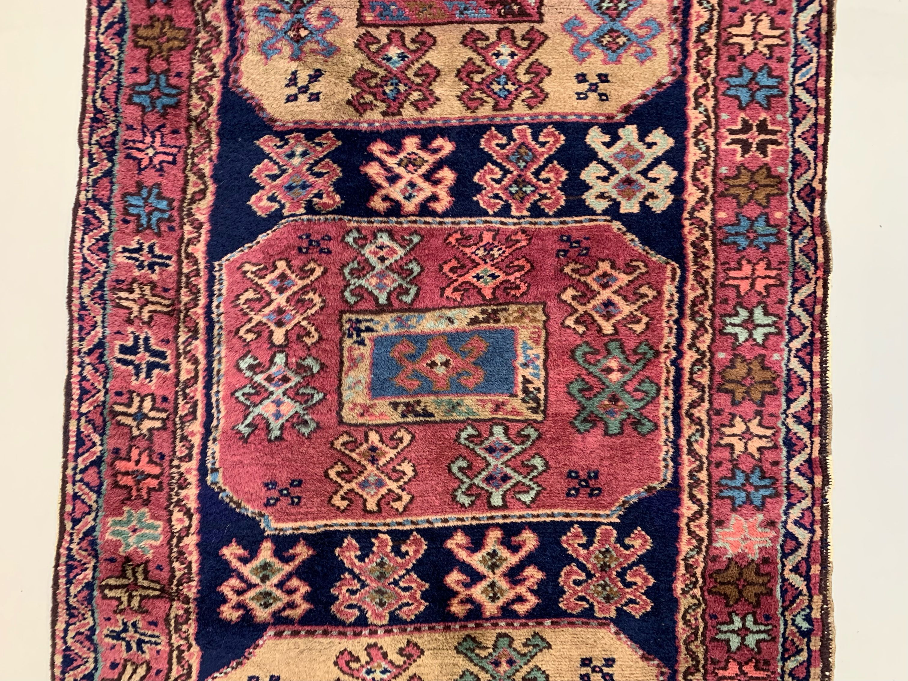 Antique azeri runner 483x84 cm, kazak, caucasian wool rug tribal handmade
