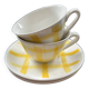 Pair of yellow checkered mugs