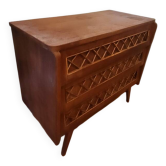 Commode vintage osier rotin