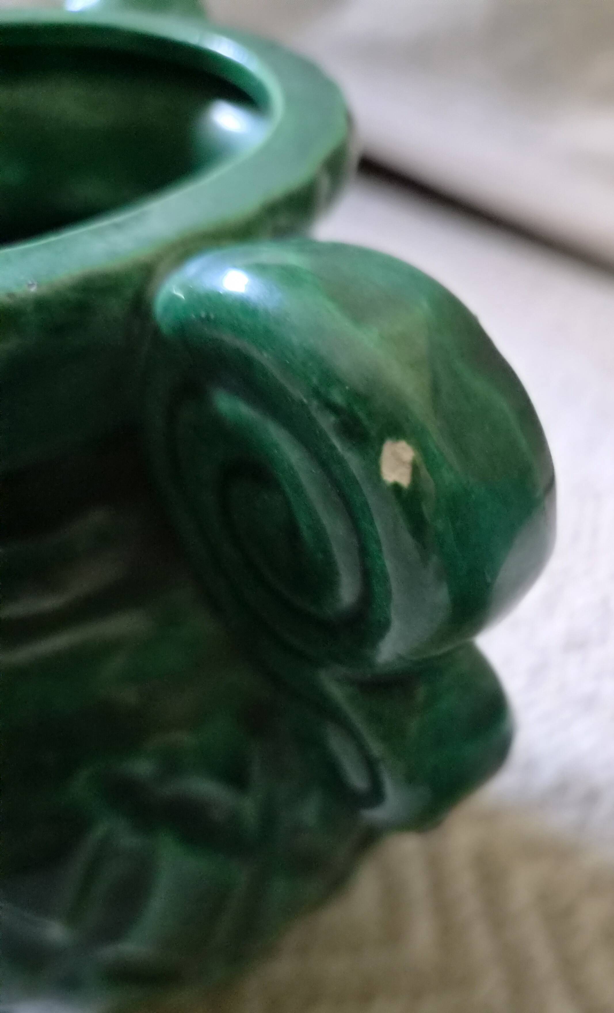 Vintage Vallauris trio of emerald green vases from the 50s/60s.