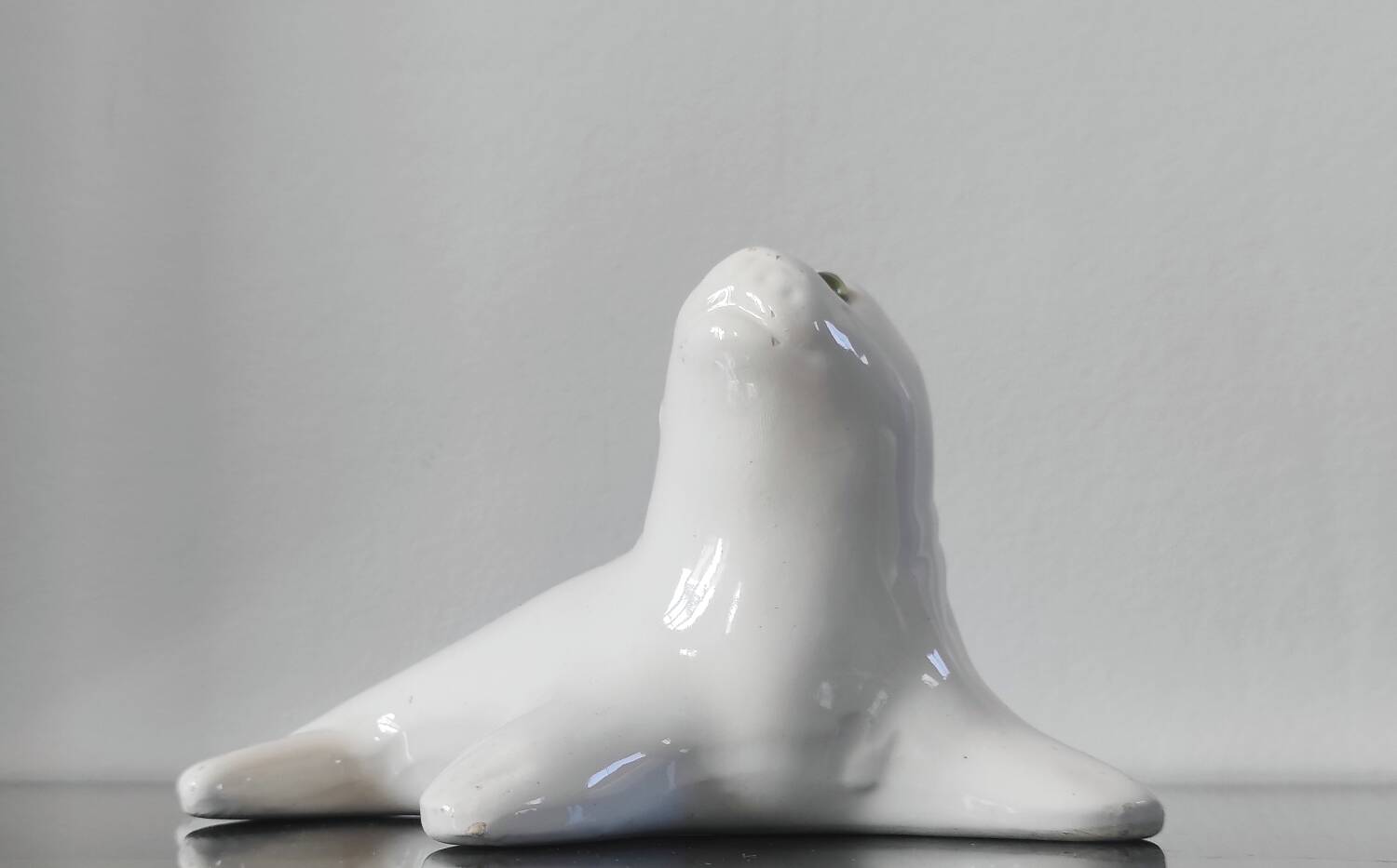 Ceramic glazed "blanchon" seal statuette from Alcobaça – Portugal