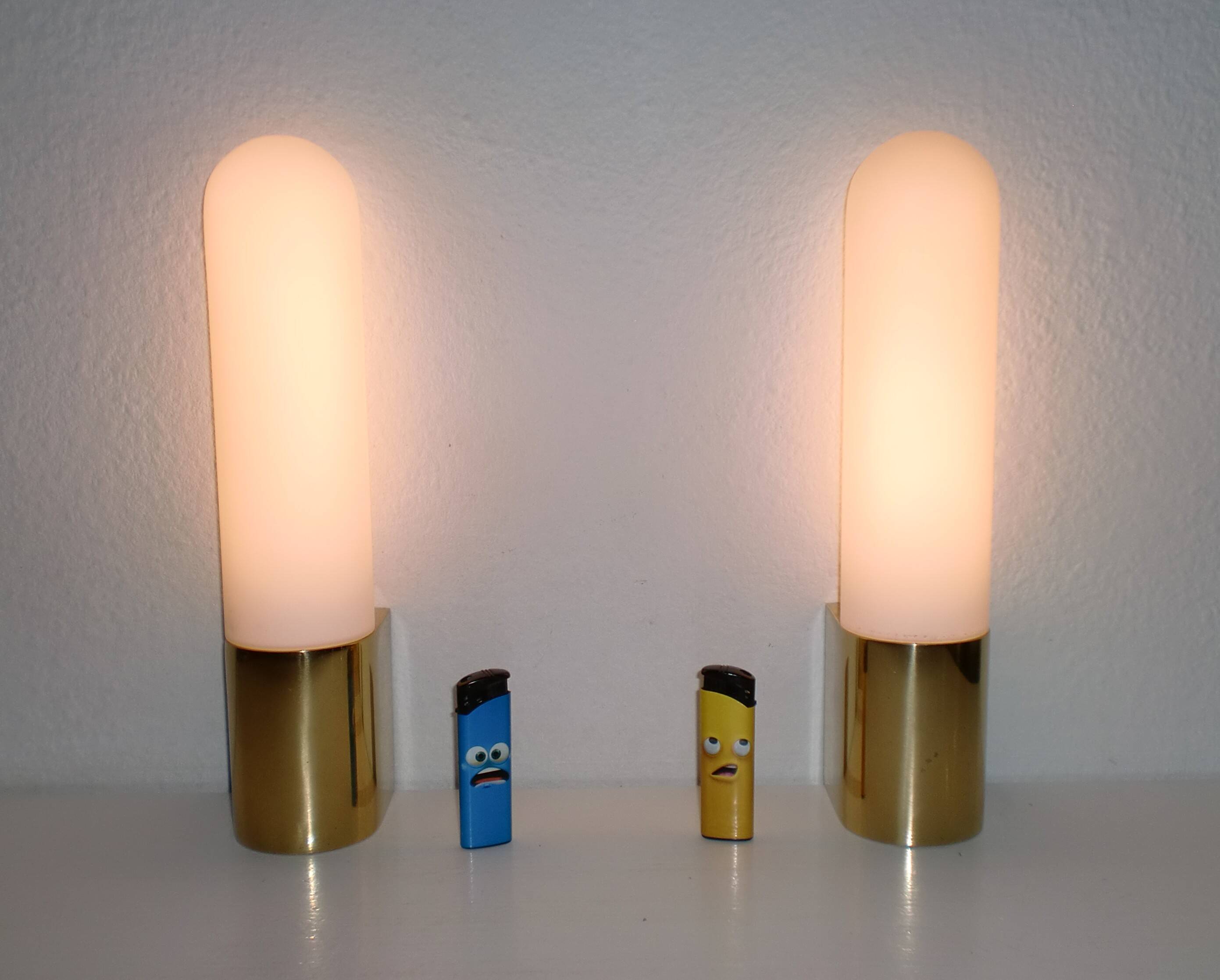 2 Limburg Glashütte Brass Wall Lamps Model 3339, MCM Mid-Century-Modern 70s
