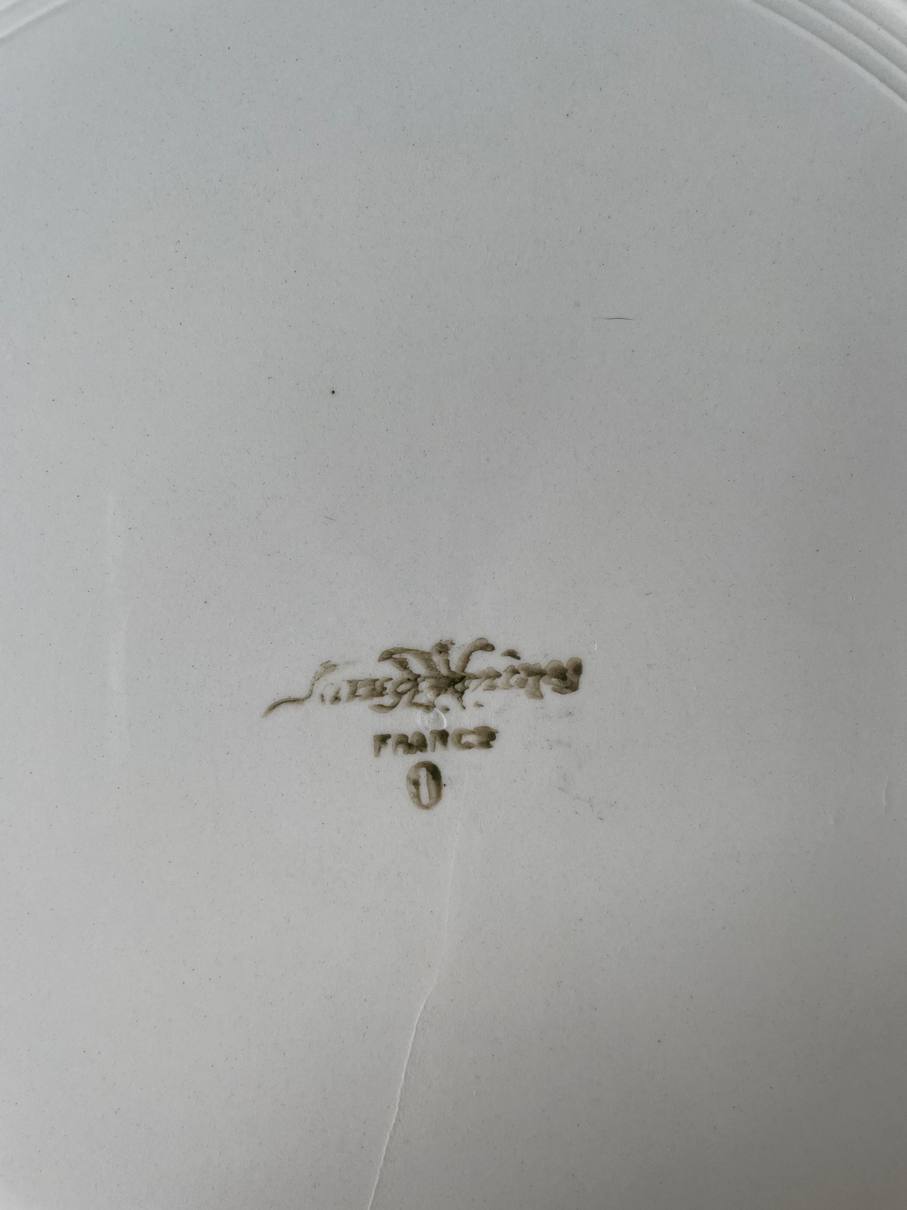 Plat saladier rond creux ancien Sarreguemines France