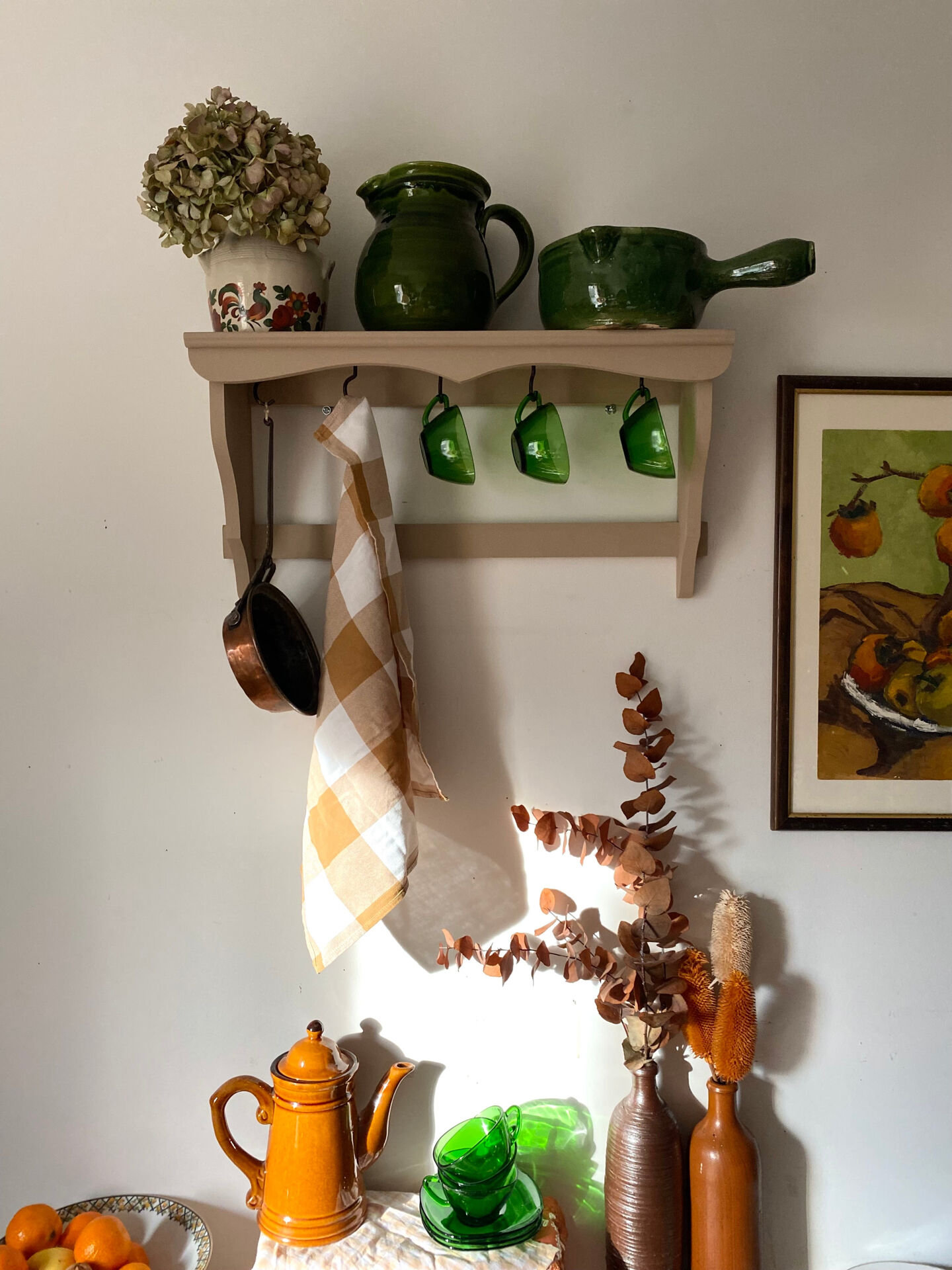 Antique wooden wall shelf
