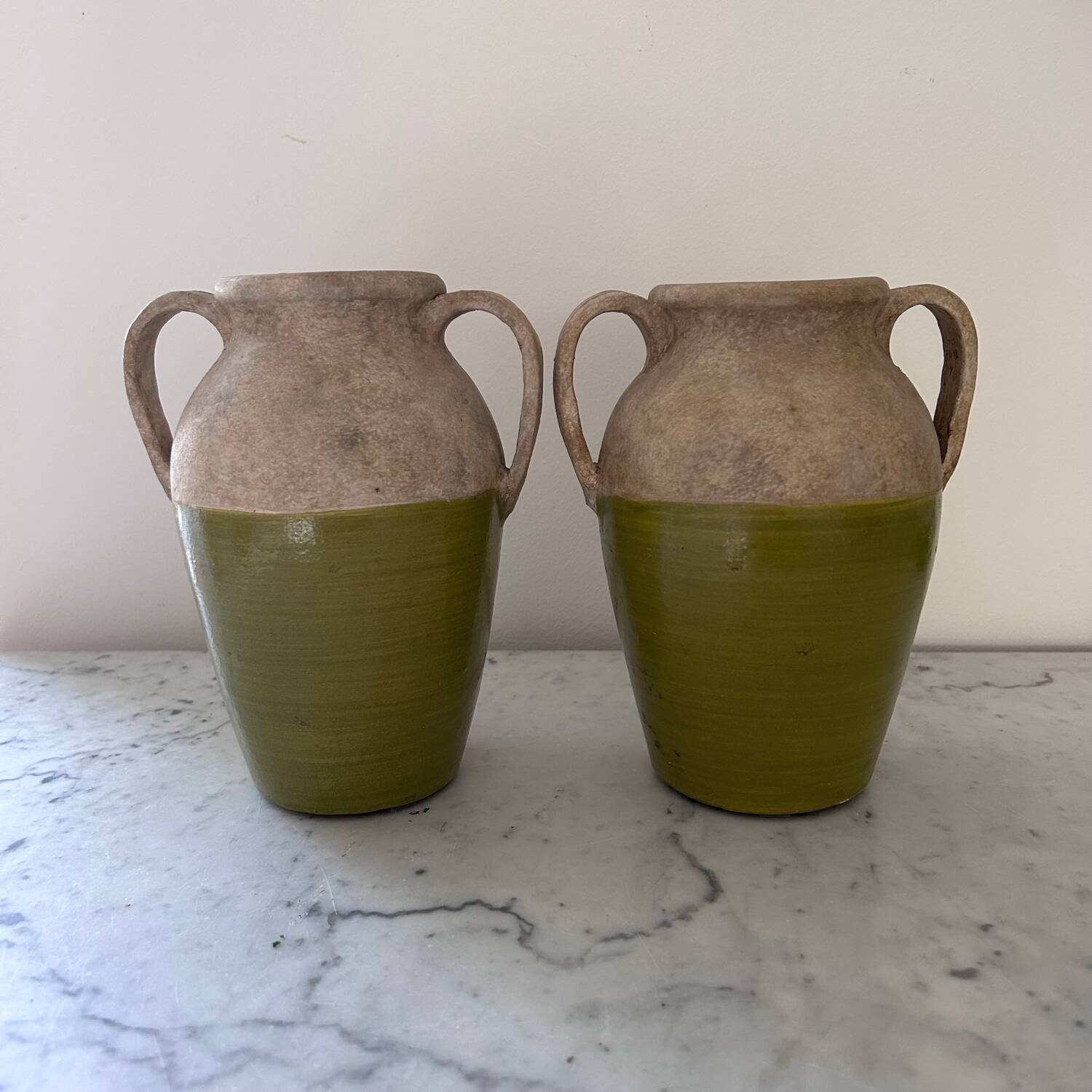 Pair of two-coloured jars