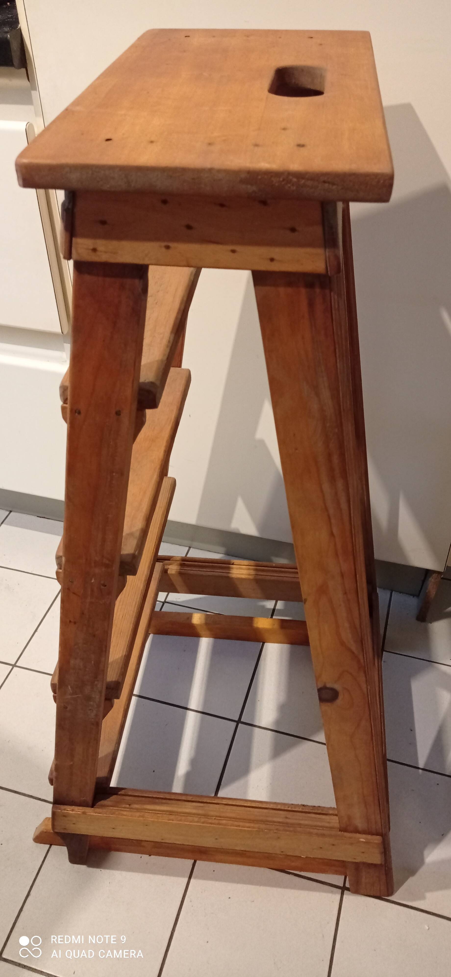 Old vintage wooden painter's stepladder