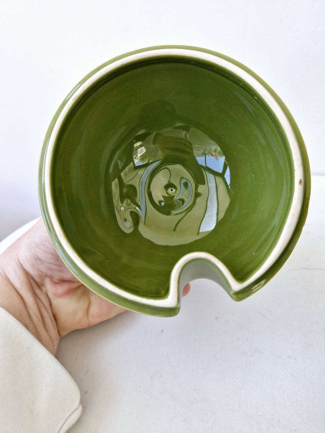 Pot a olives pickles avec cuillère céramique allemande vert asa