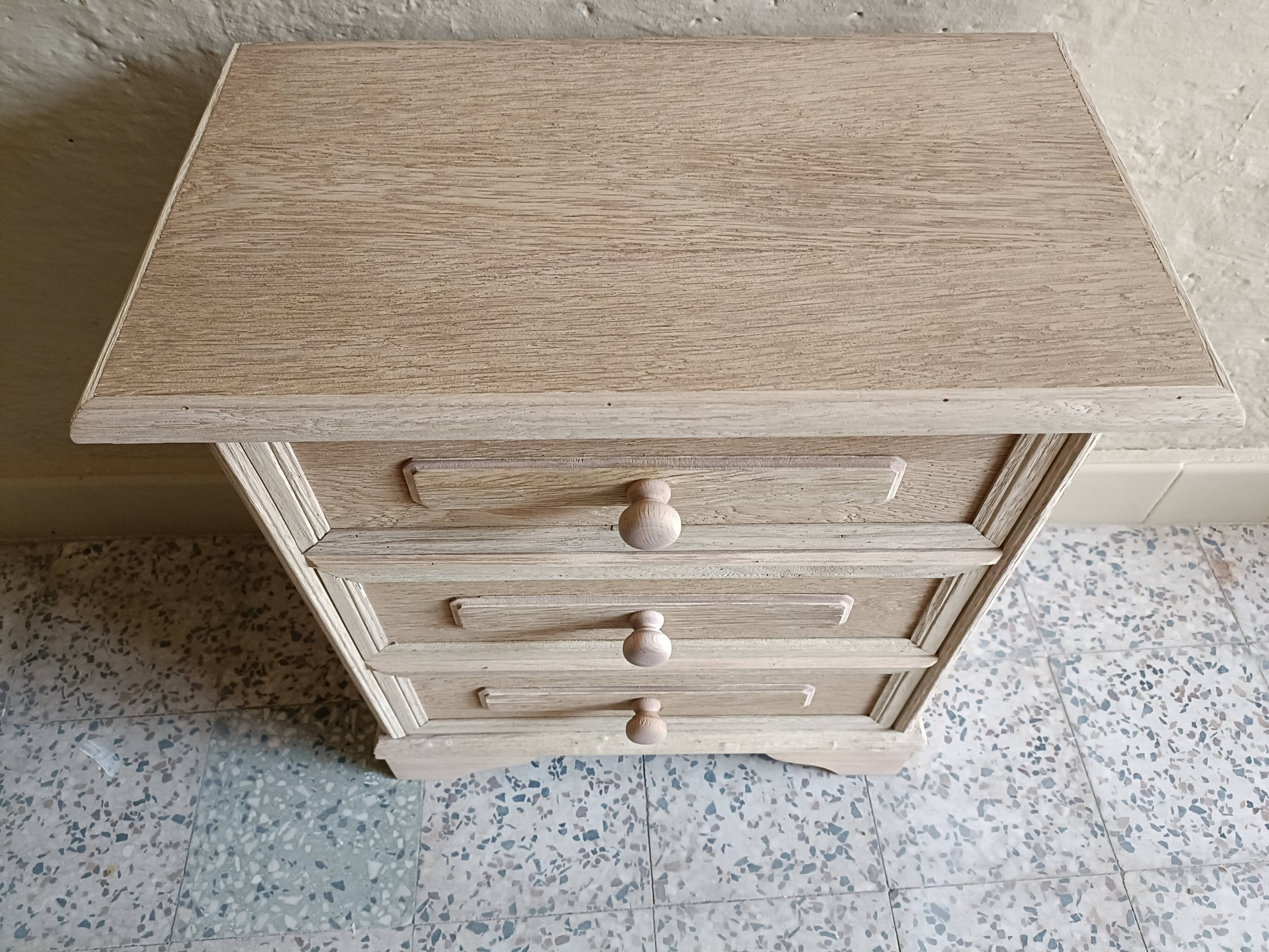 Renovated raw bedside table with 3 drawers