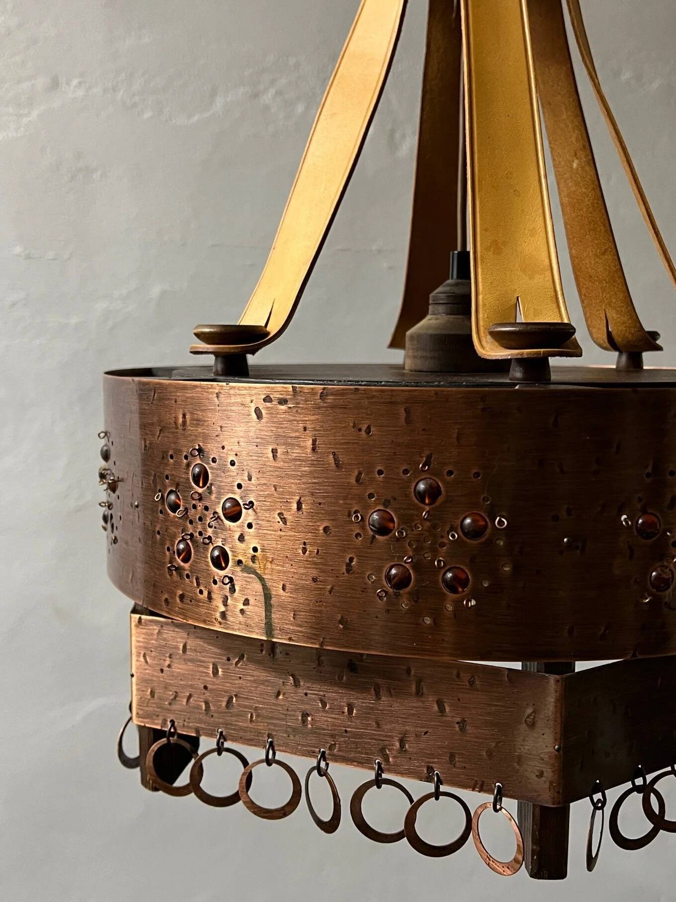 Arts and crafts metal ceiling lamp | Sweden | 1920s