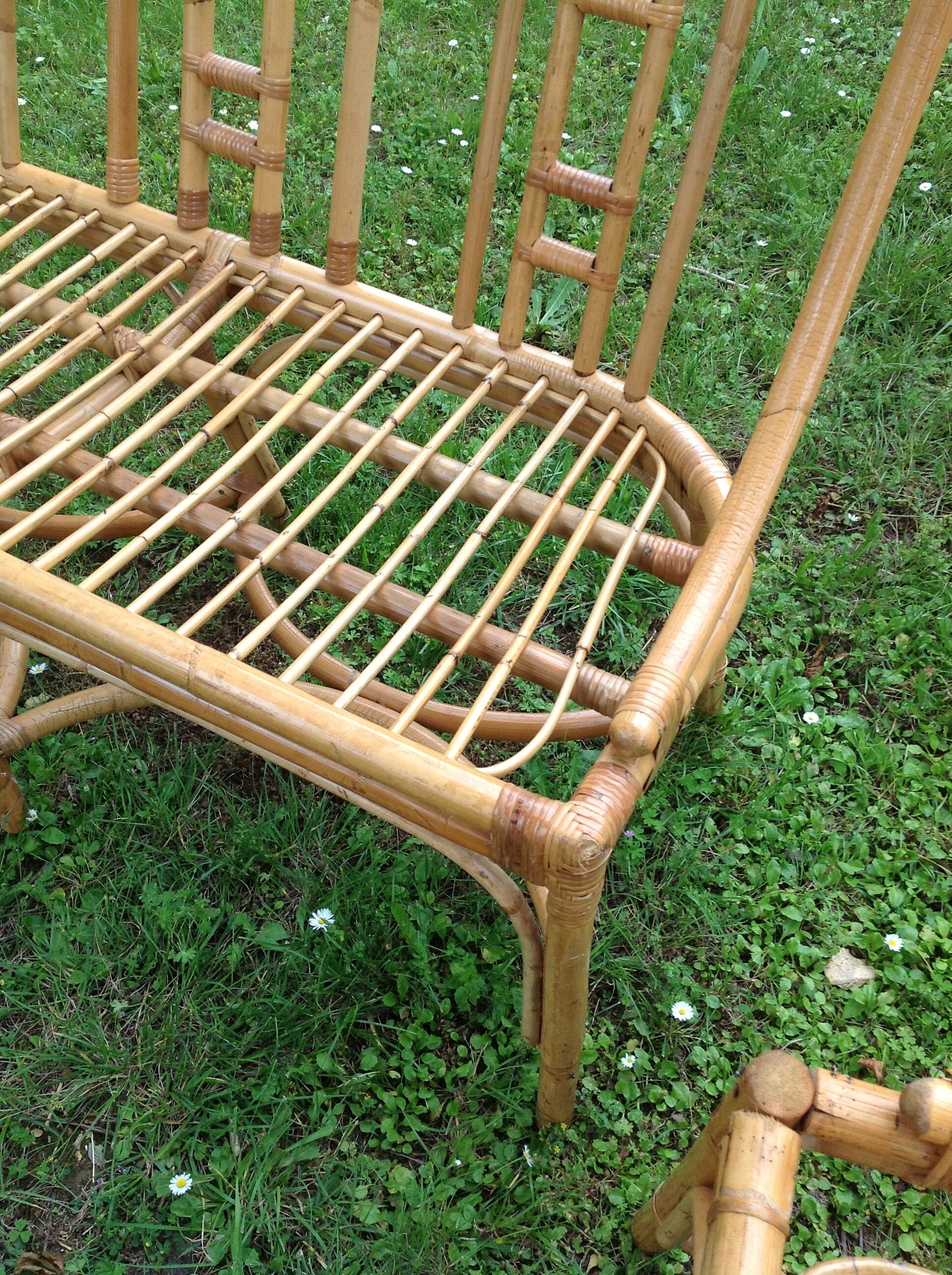 Paire de canapés en rotin vintage