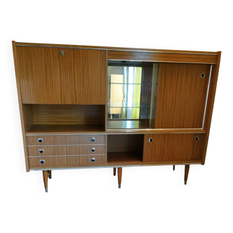 Buffet enfilade avec bar lumineux teck vintage