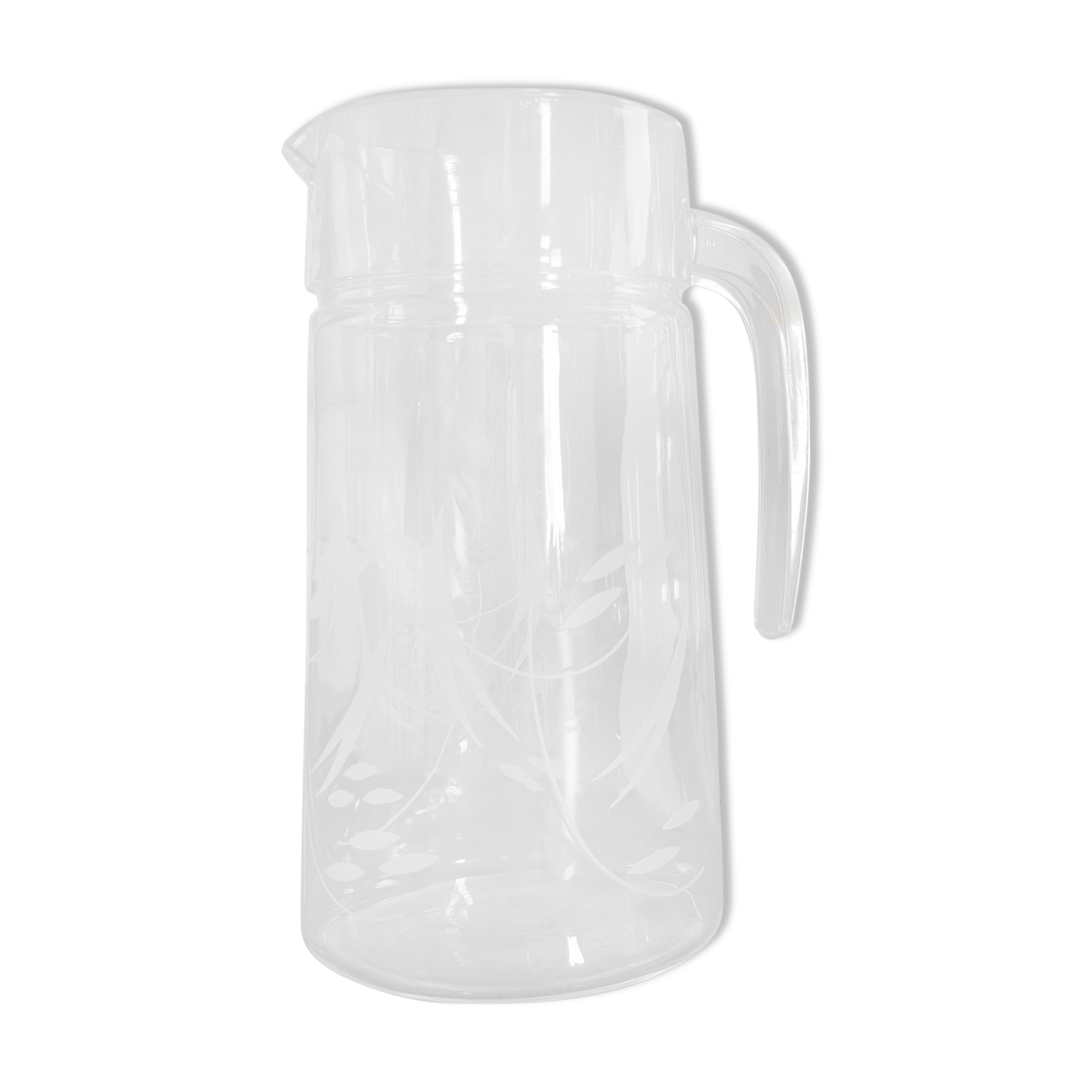 Engraved glass pitcher