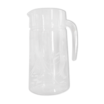 Engraved glass pitcher