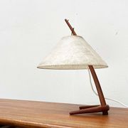 Dornstab table lamp in modern teak from the mid-century by A. Pöll for Kalmar, Vienna, 1950s.