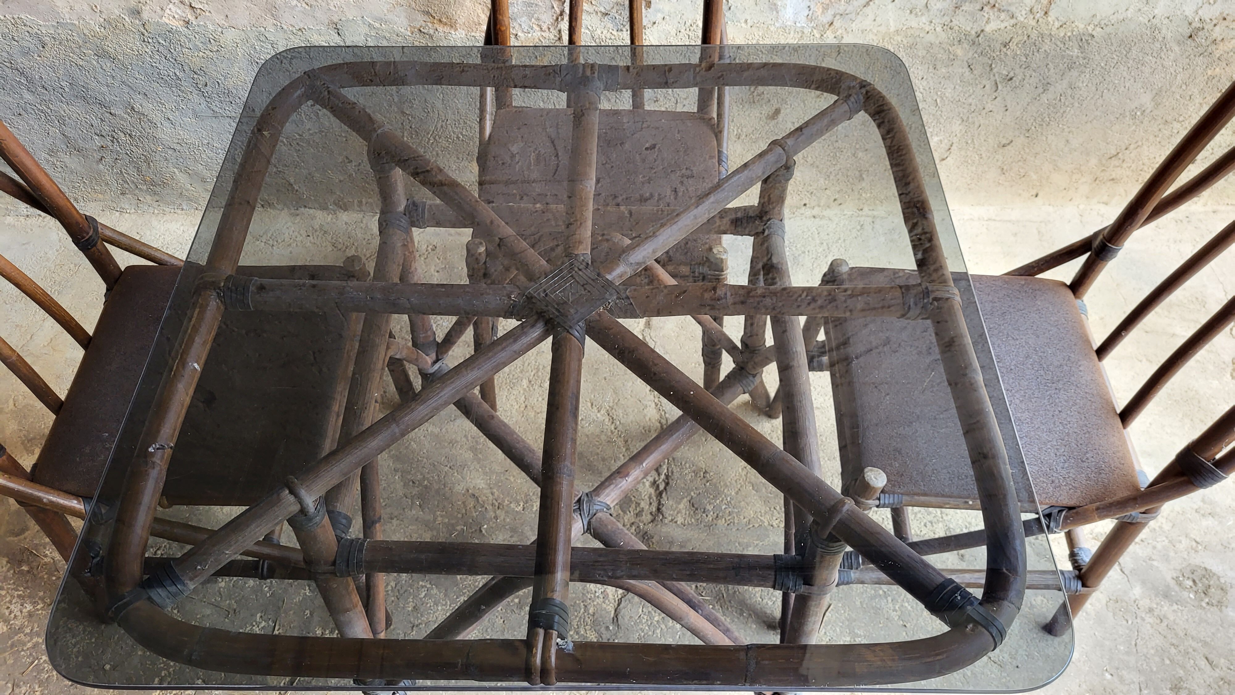 Set table & chairs bamboo vintage year 70
